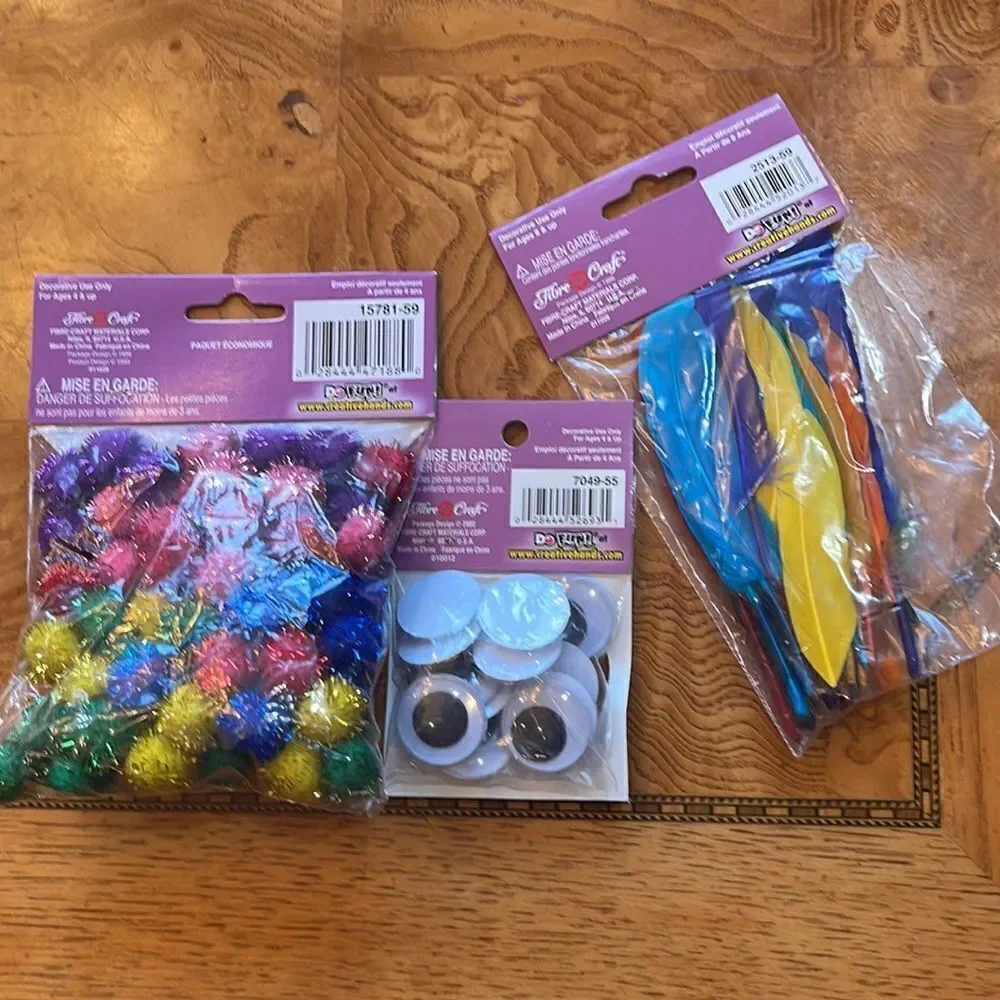 Google eye Pom Pom feather craft pack!